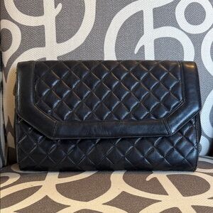 Jay Herbert Black Quilted Leather Clutch